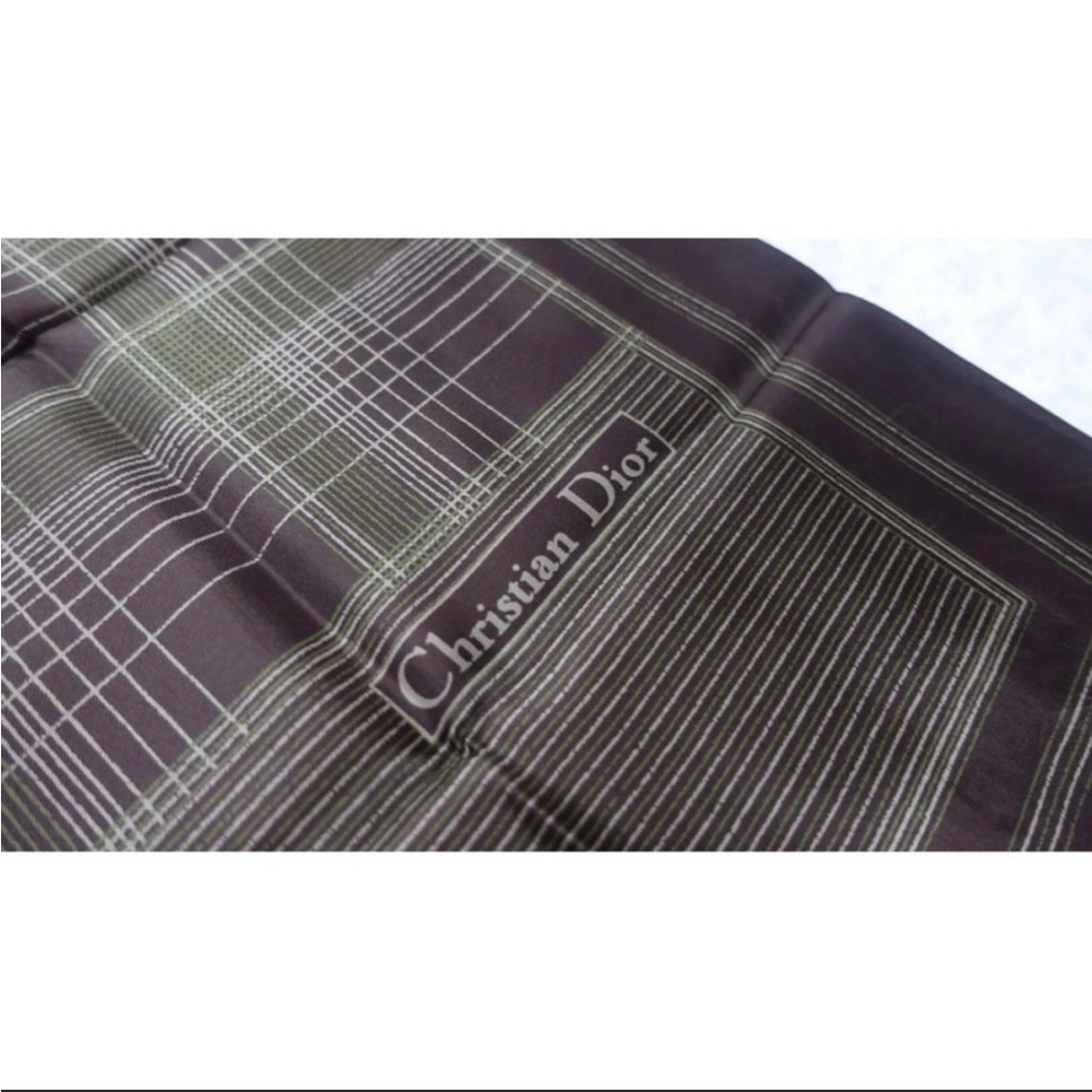 Vintage rare ChristianDior 100% pure Silk. Plaid Scarf